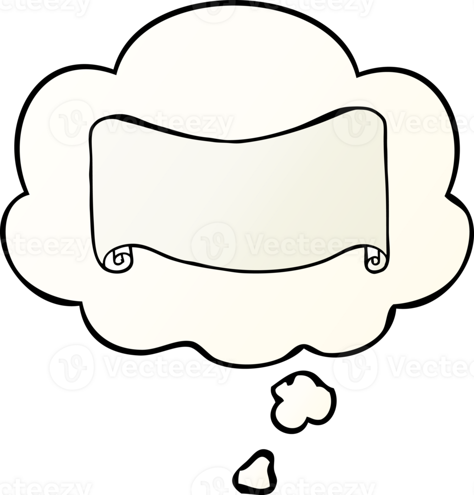 cartoon banner and thought bubble in smooth gradient style png
