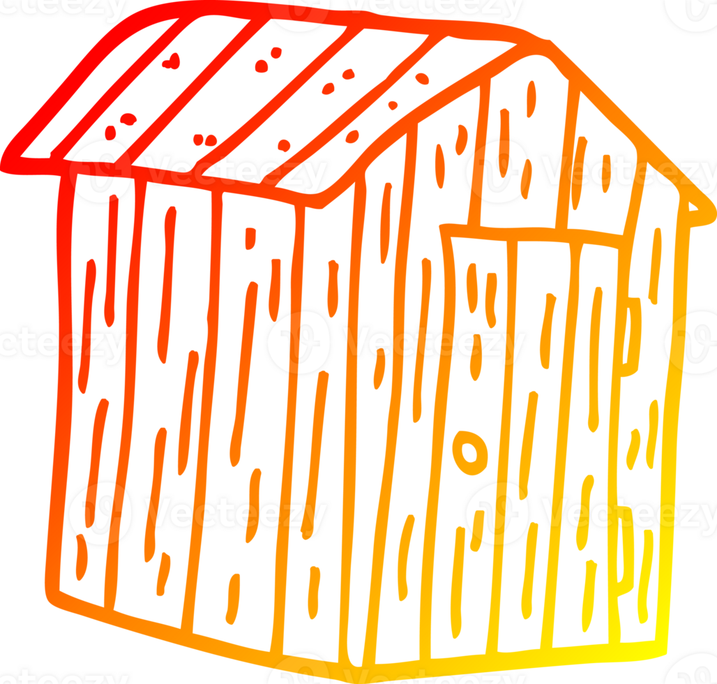 warm gradient line drawing cartoon wood shed png