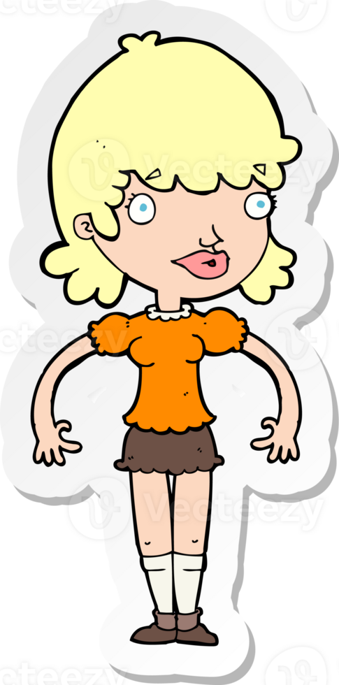 sticker of a cartoon happy woman png