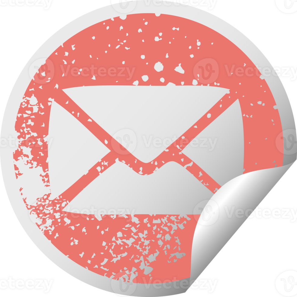 distressed circular peeling sticker symbol paper envelope png