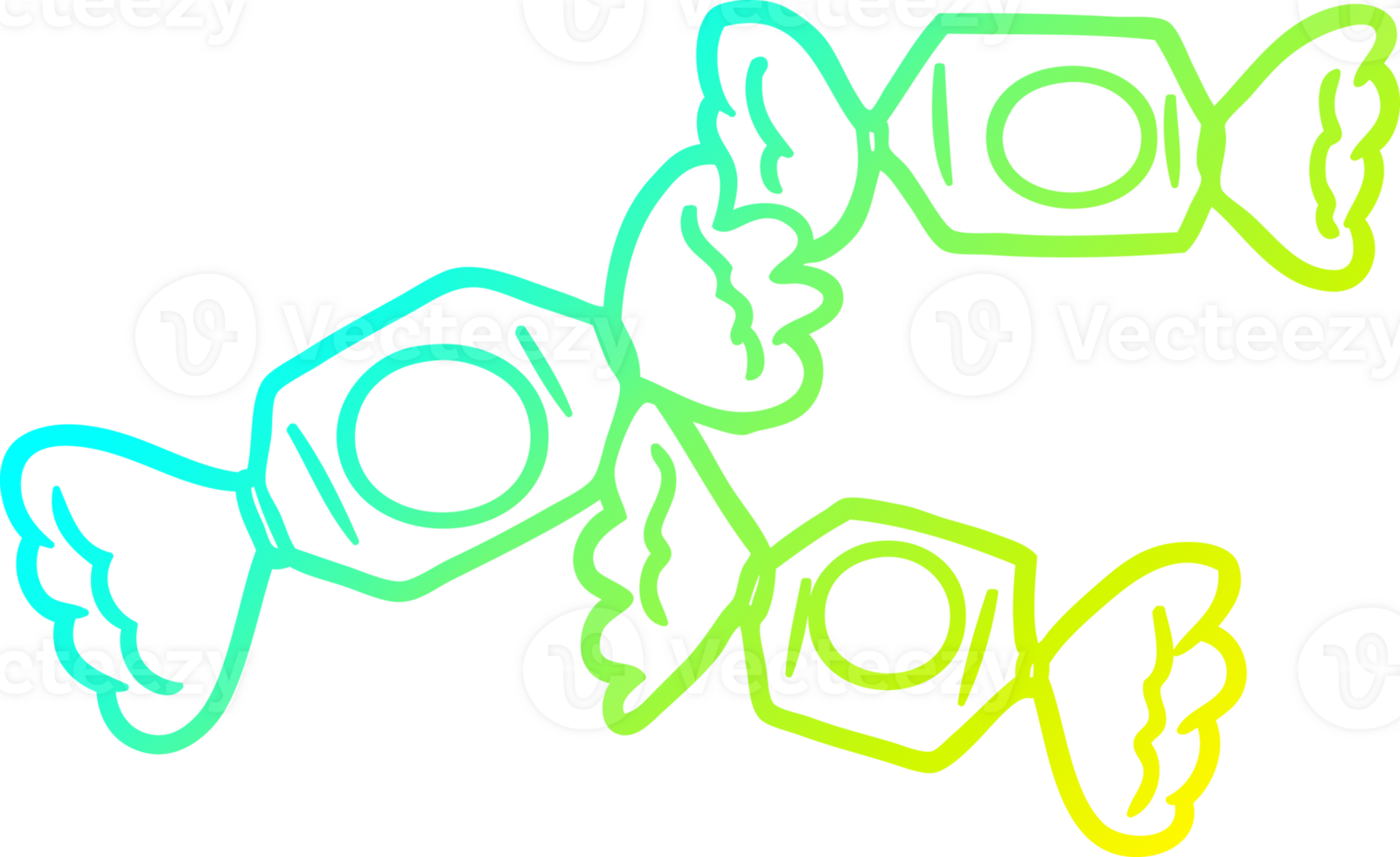 cold gradient line drawing cartoon wrapped candy png