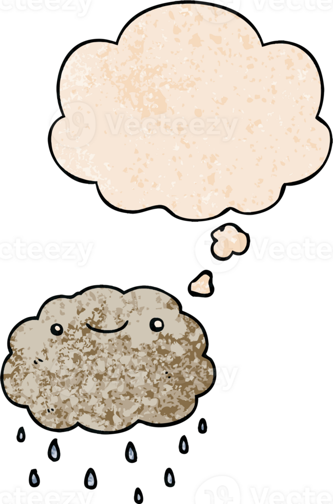 cartoon cloud and thought bubble in grunge texture pattern style png