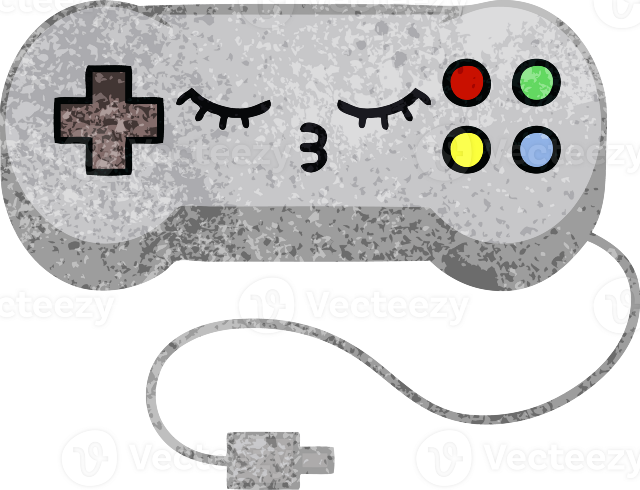 retro grunge texture cartoon game controller png