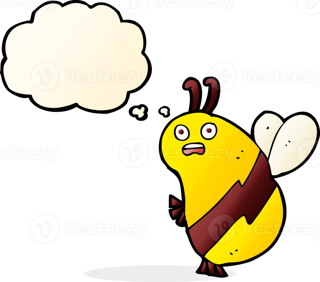 funny cartoon bee with thought bubble png