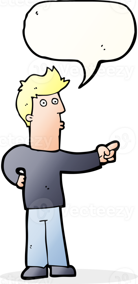cartoon curious man pointing with speech bubble png