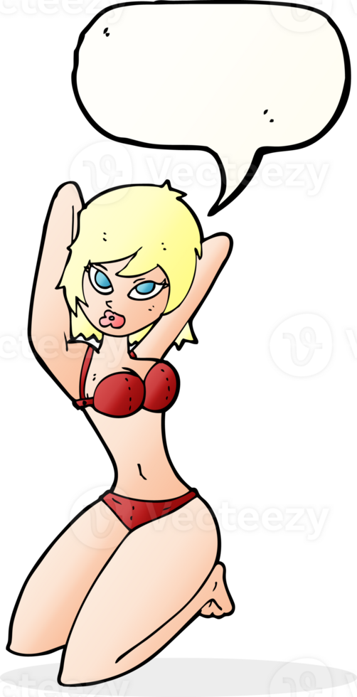 desenho animado sexy mulher posando com discurso bolha png