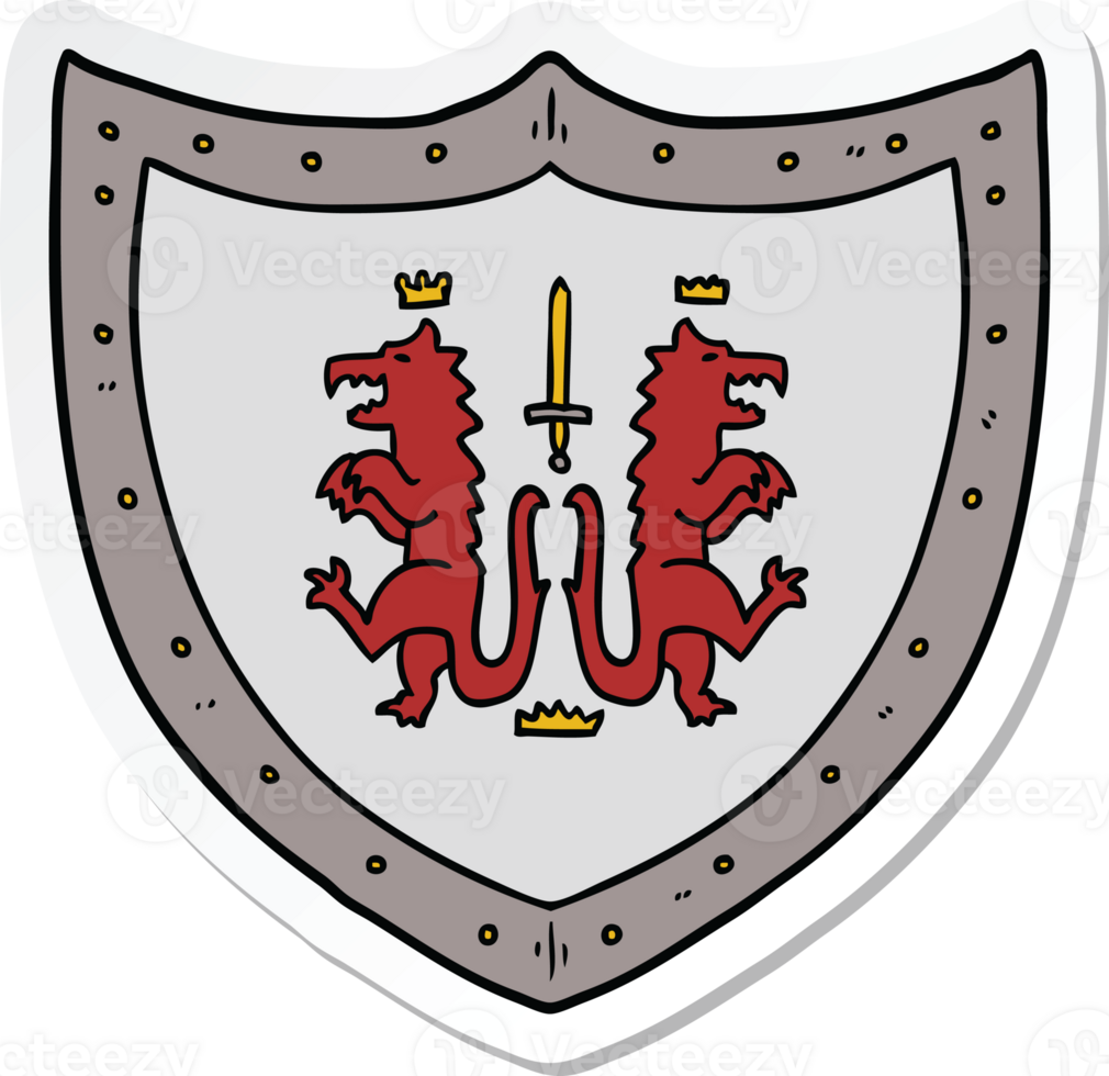 sticker of a cartoon heraldic shield png