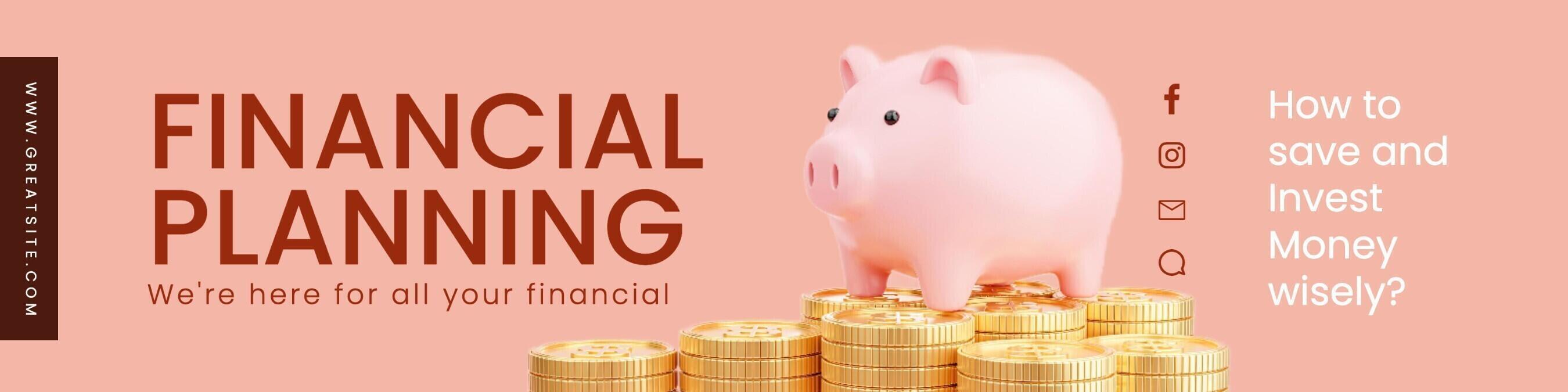 Pink Minimalist Financial Planning Linkedin Banner template