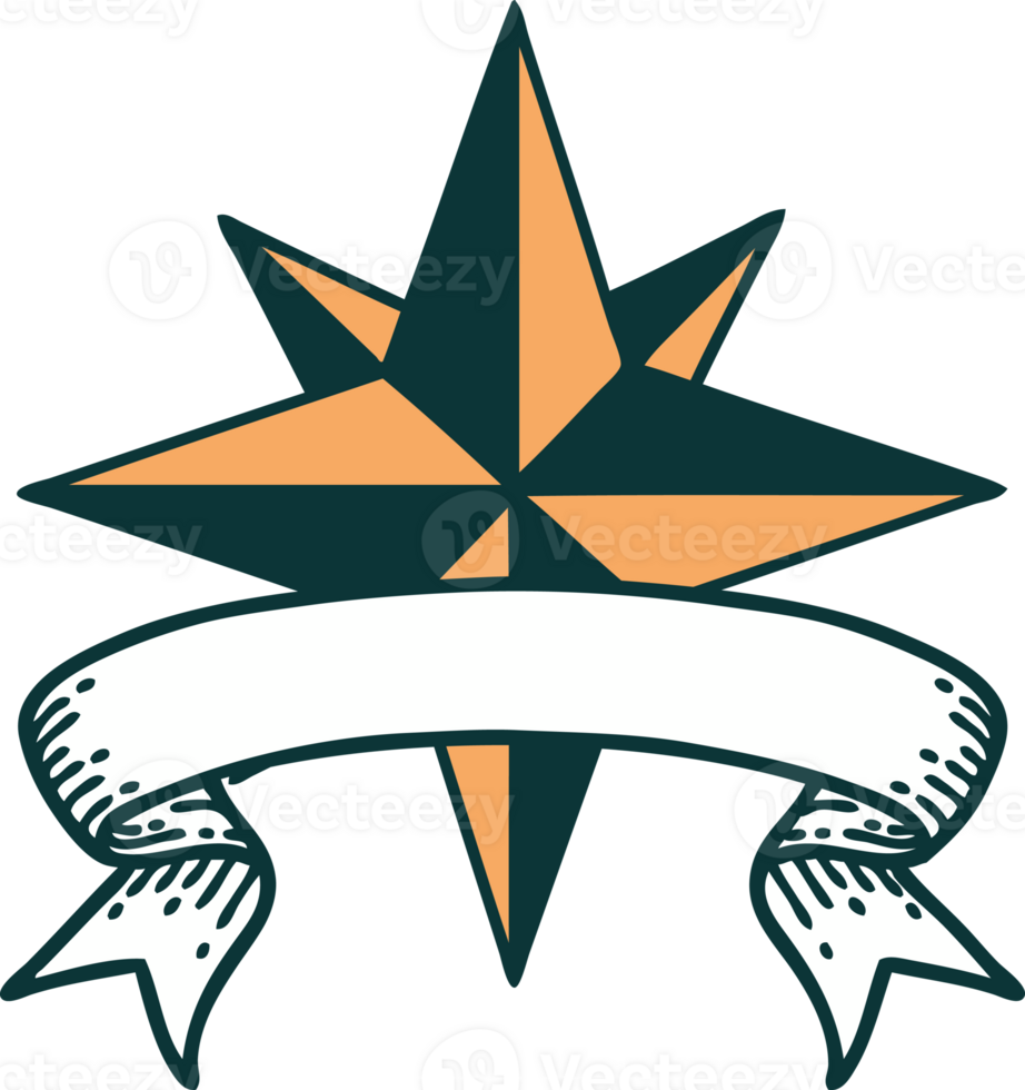tattoo with banner of a star png