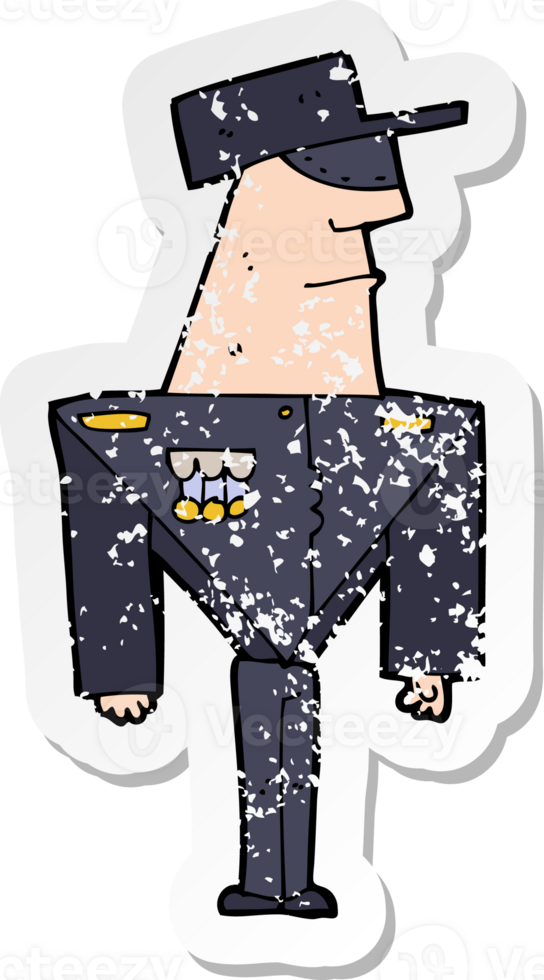retro distressed sticker of a cartoon guard png