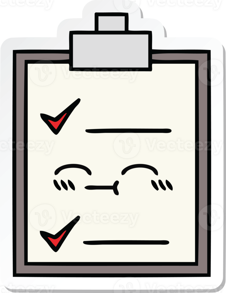 sticker of a cute cartoon check list png