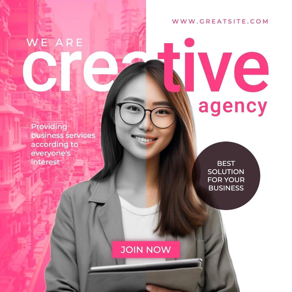 Pink Minimalist Creative Agency Linkedin Post template