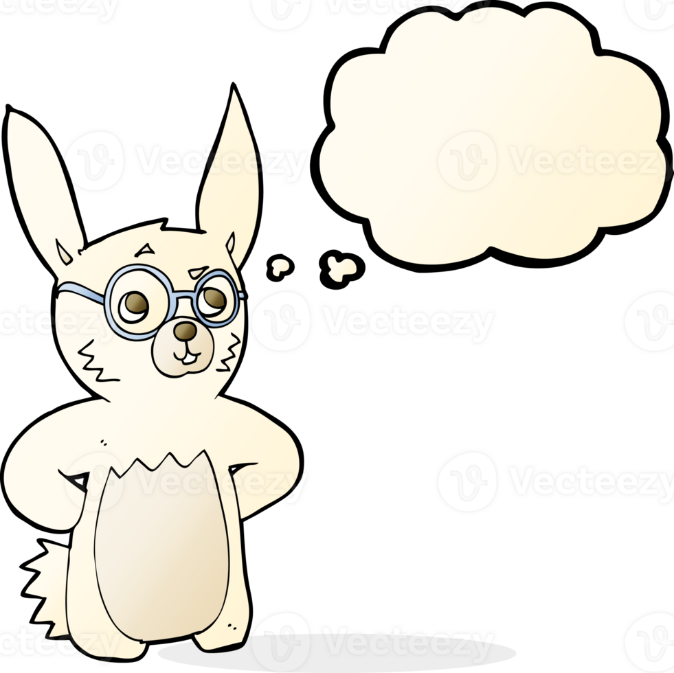 cartoon rabbit wearing spectacles with thought bubble png
