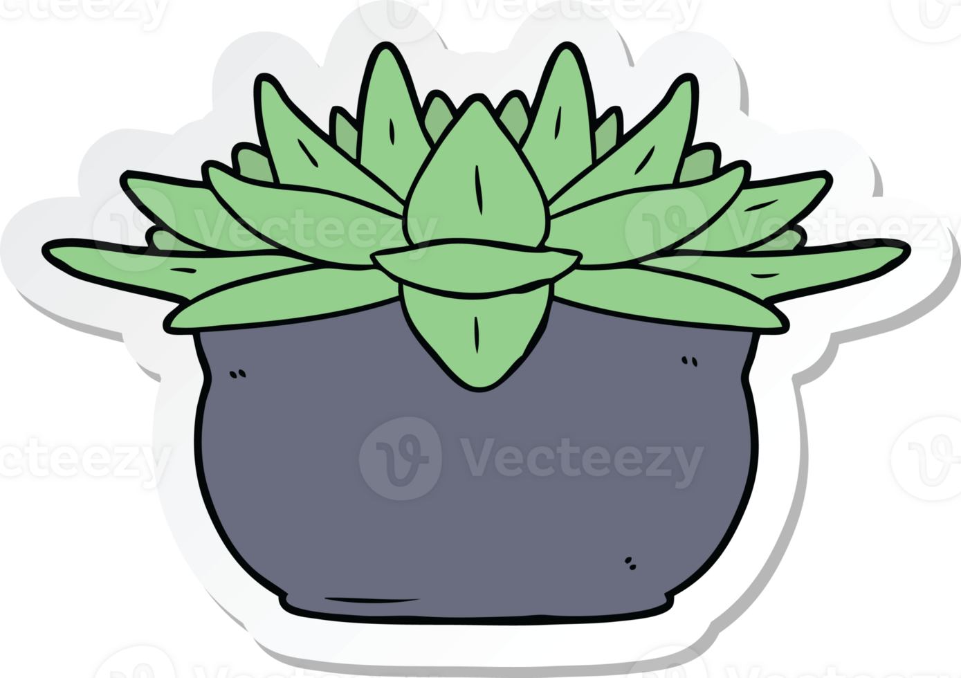 sticker of a cartoon succulent plant png