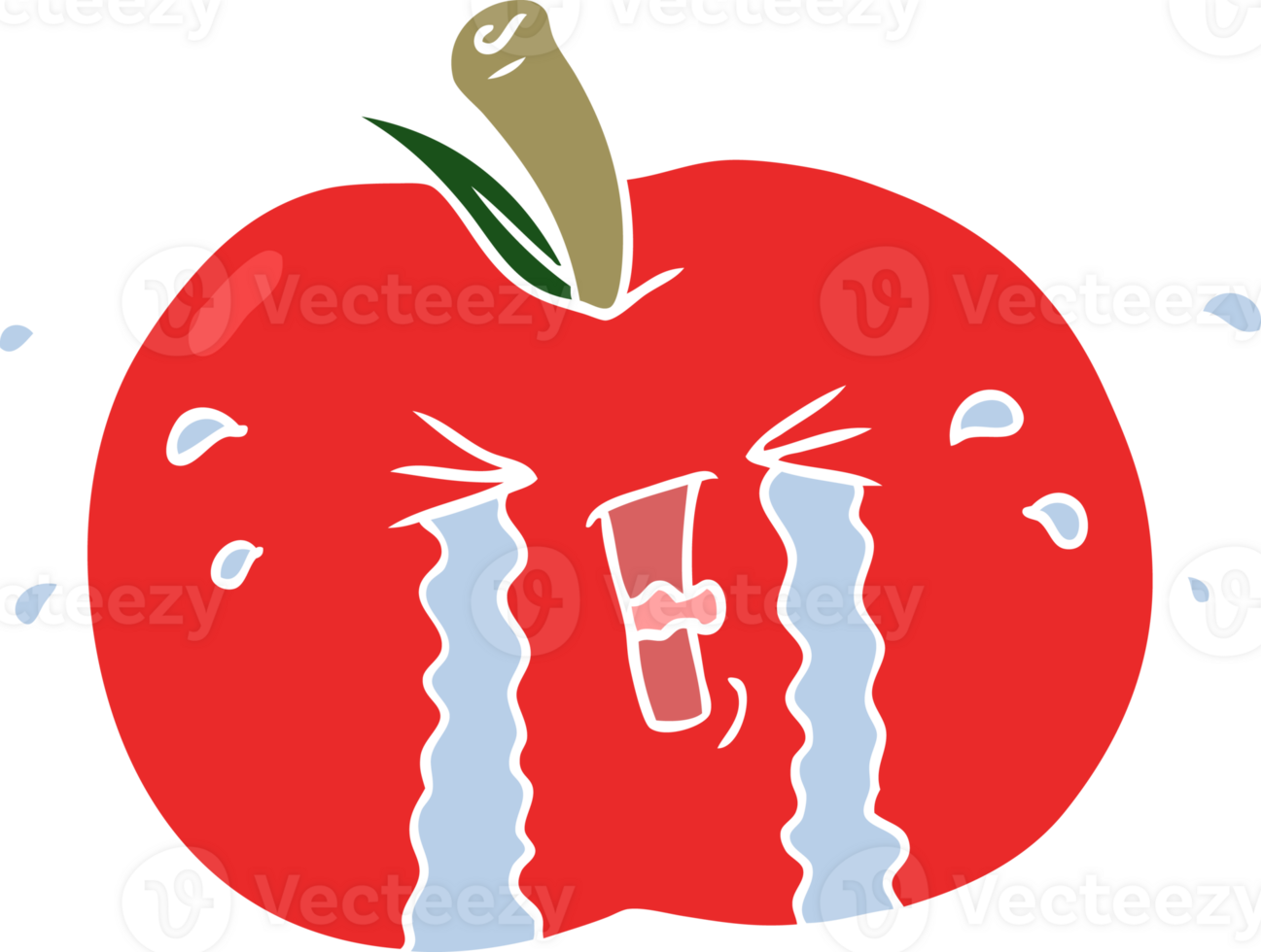 flat color style cartoon apple crying png