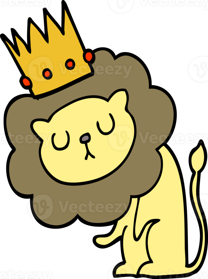 cartoon lion with crown png