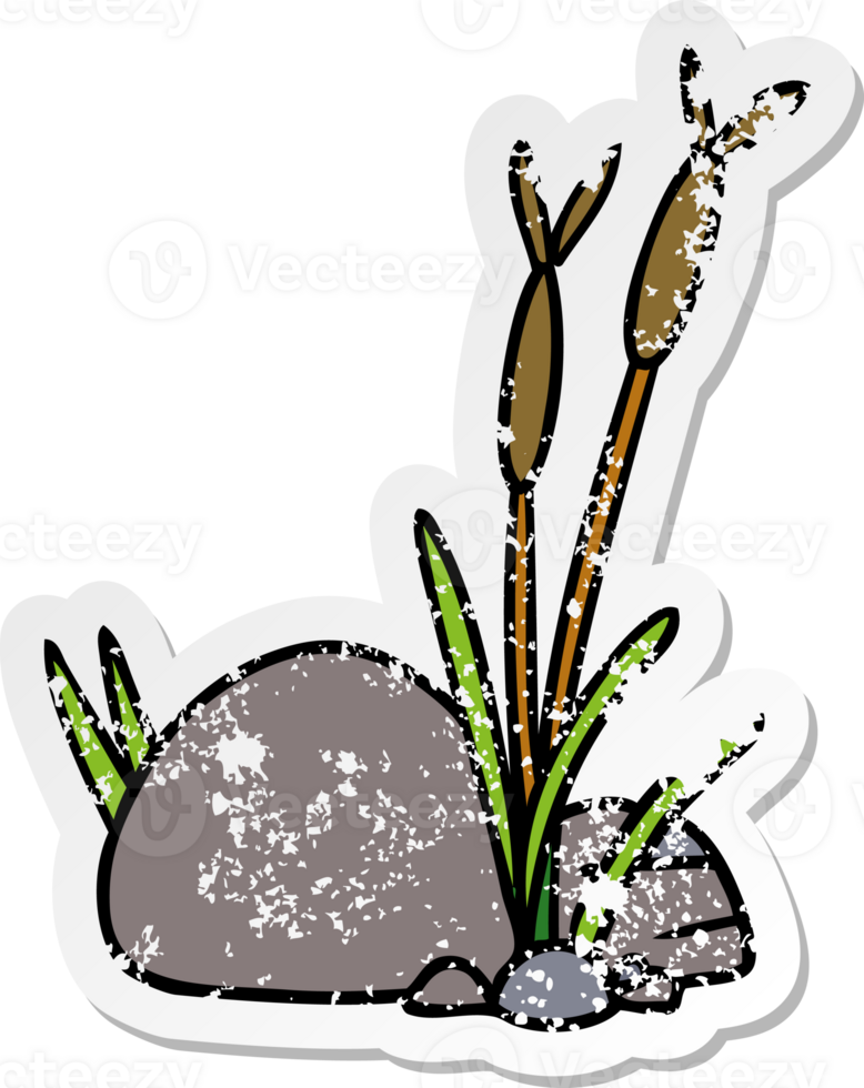 distressed sticker cartoon doodle of stone and pebbles png