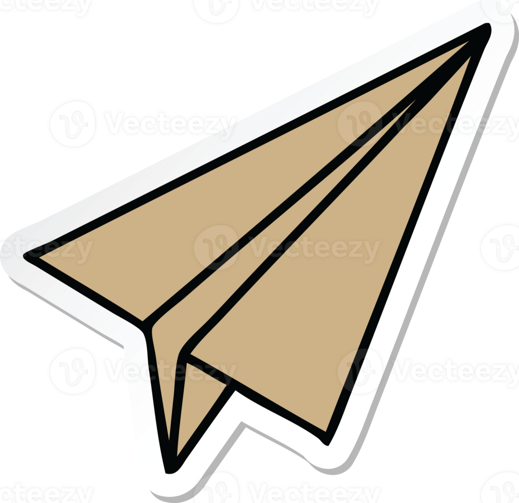sticker of a cute cartoon paper aeroplane png