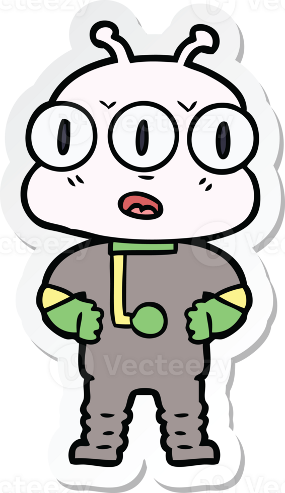 sticker of a cartoon three eyed alien png