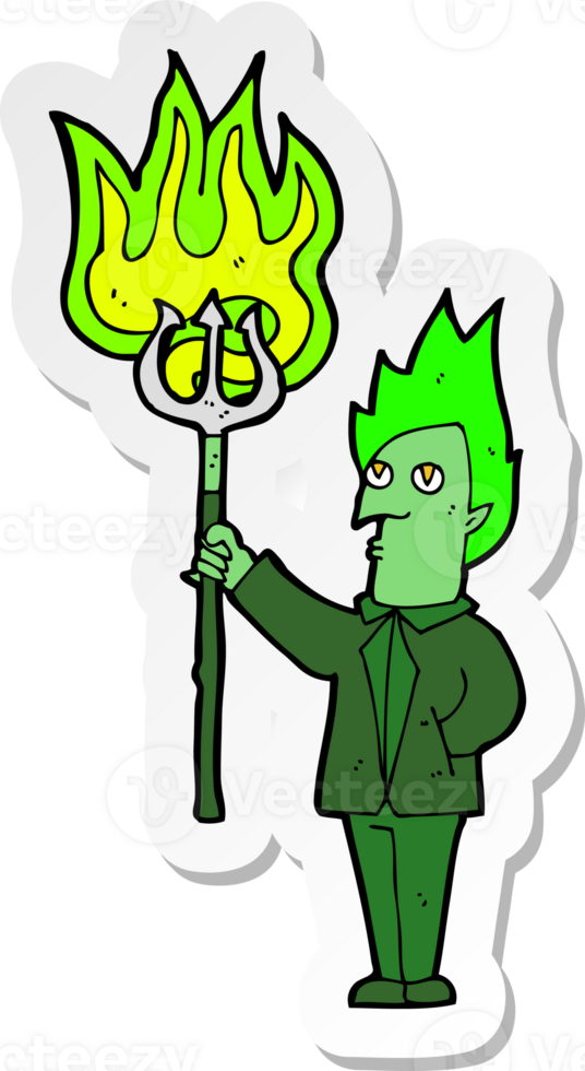 sticker of a cartoon devil with pitchfork png