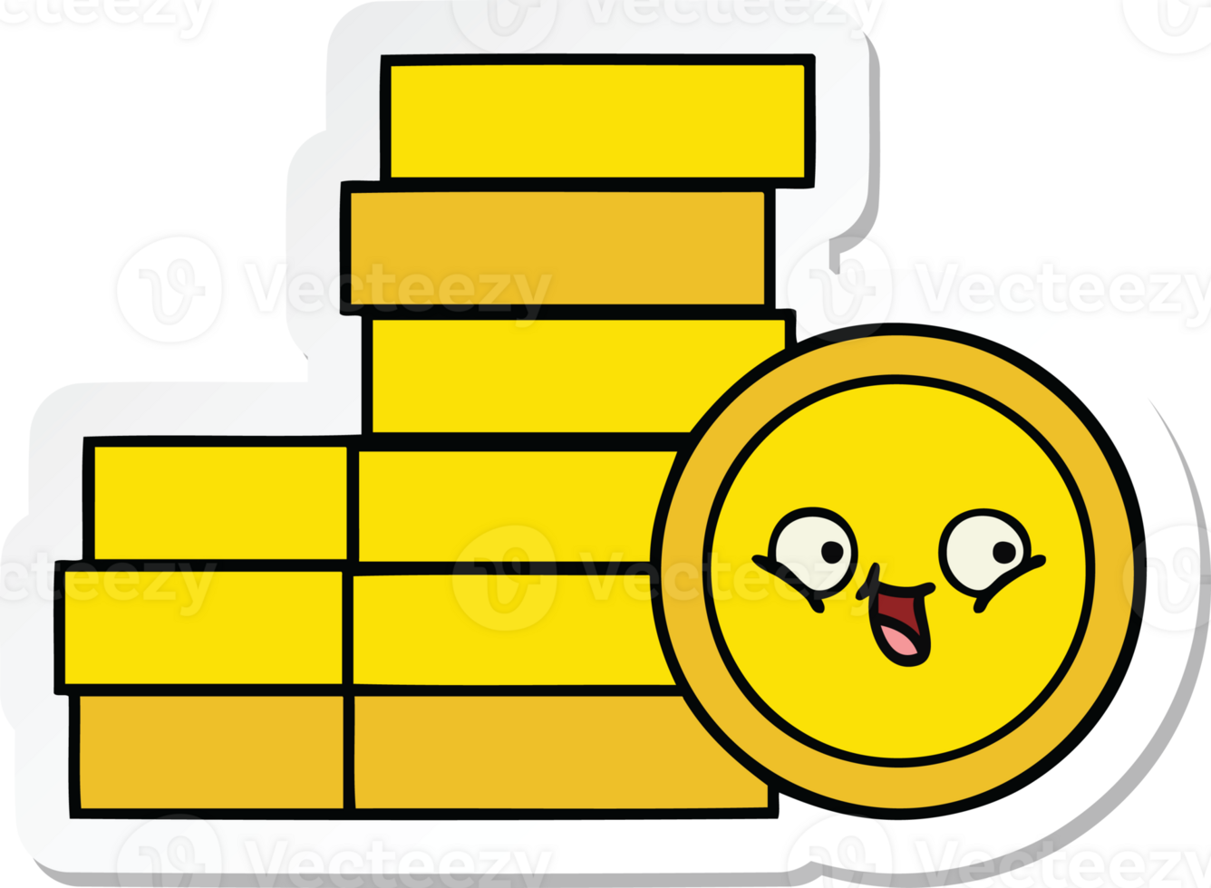 sticker of a cute cartoon coins png