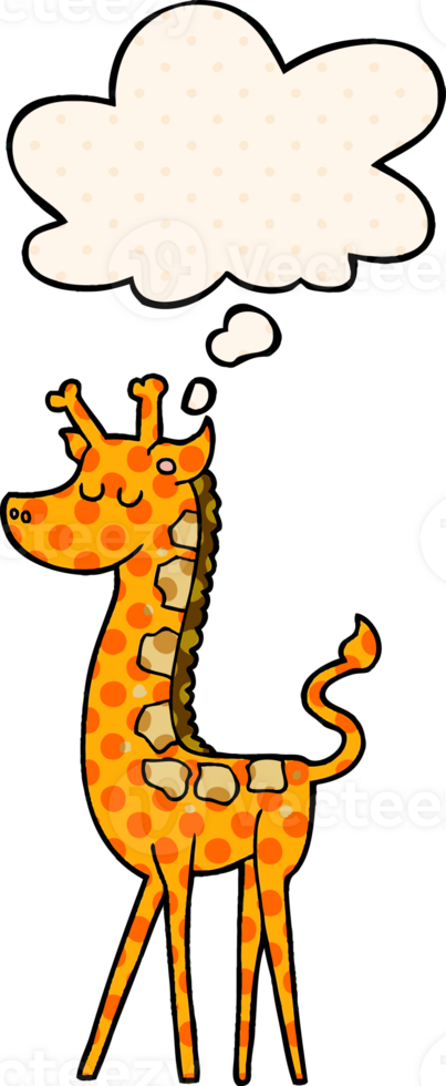 cartoon giraffe and thought bubble in comic book style png