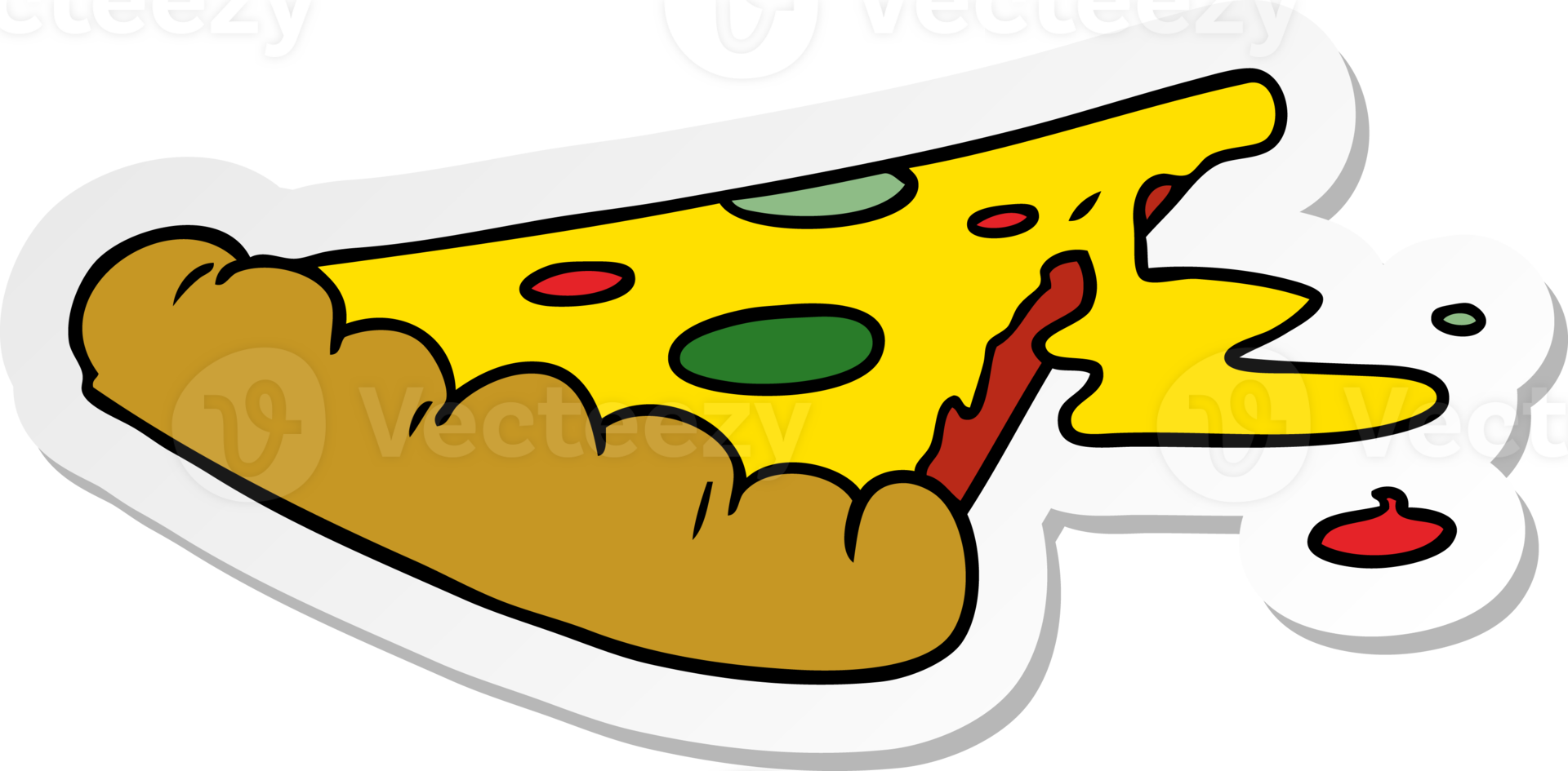 sticker cartoon doodle of a slice of pizza png