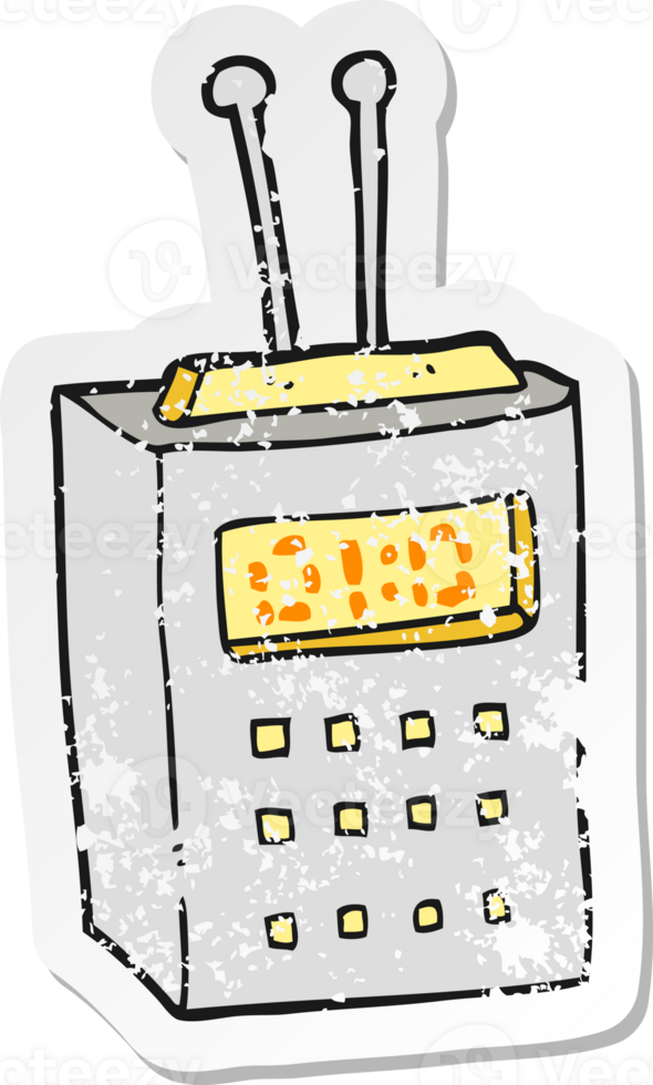 retro distressed sticker of a cartoon scientific device png