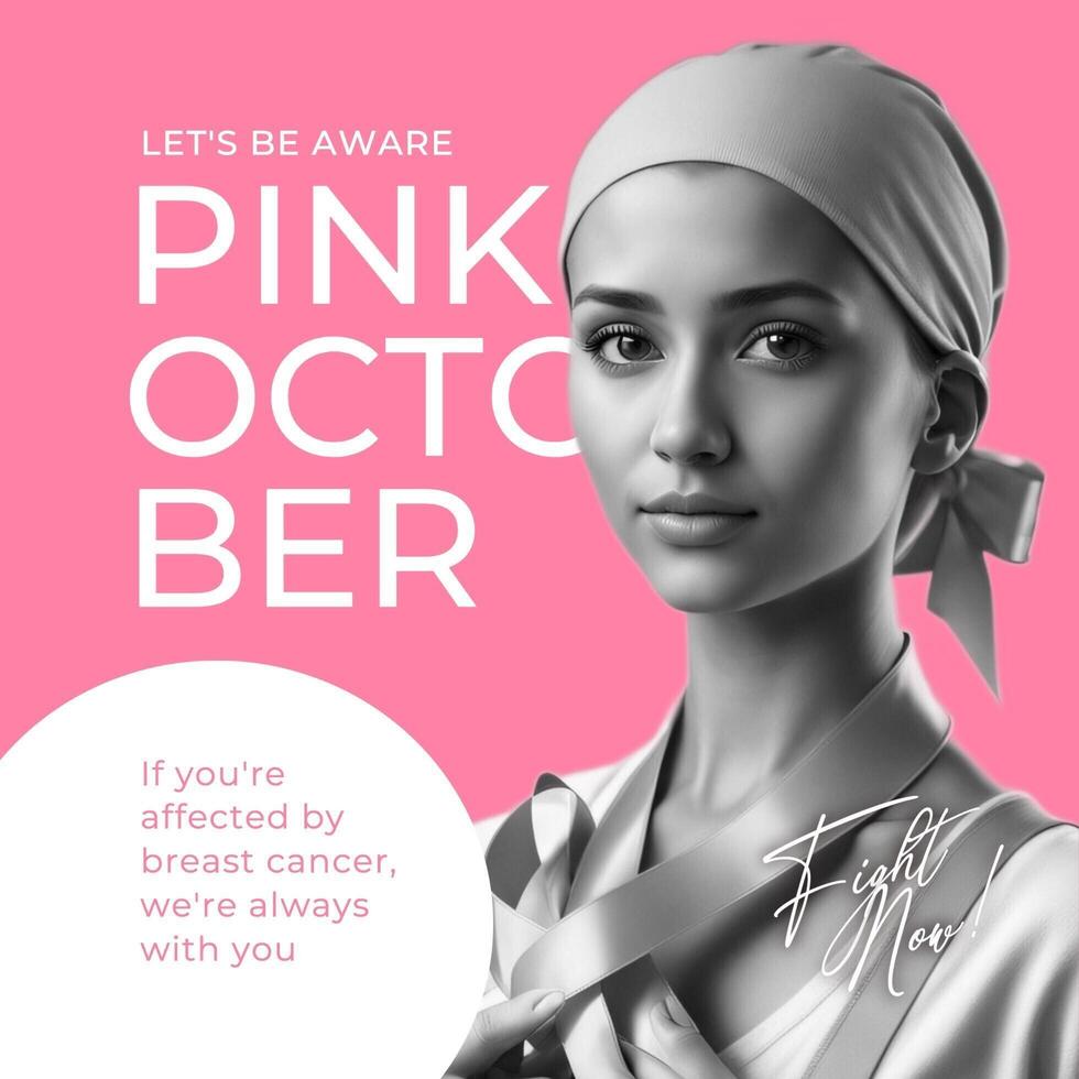 Pink Minimalist Breast Cancer Awareness Linkedin Post template