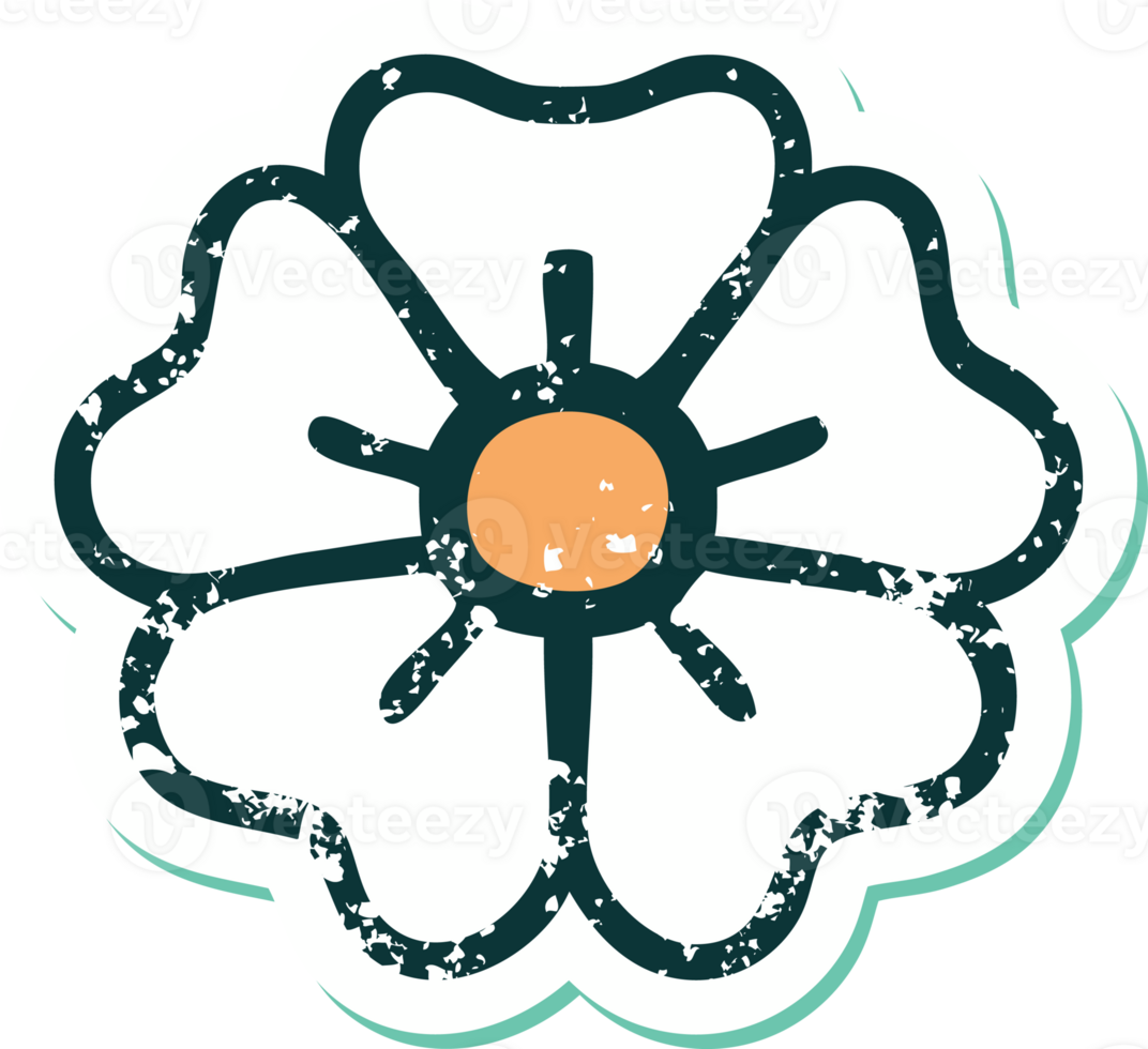 distressed sticker tattoo style icon of a flower png