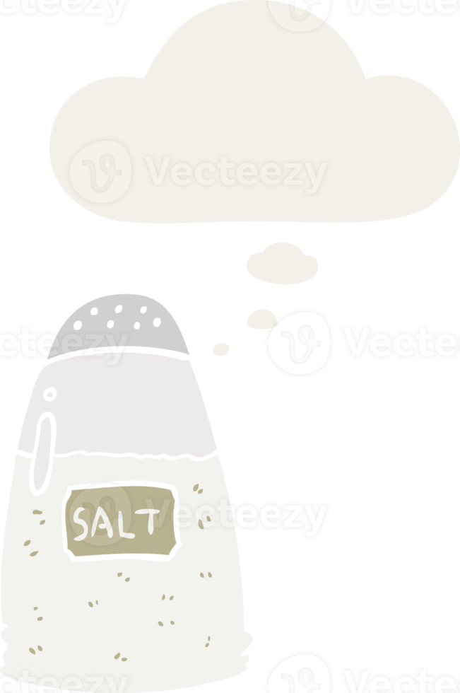 cartoon salt and thought bubble in retro style png
