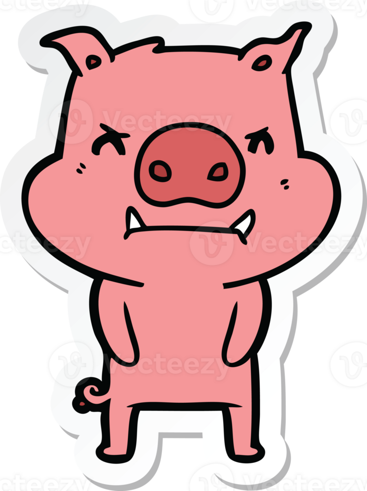 sticker of a angry cartoon pig png