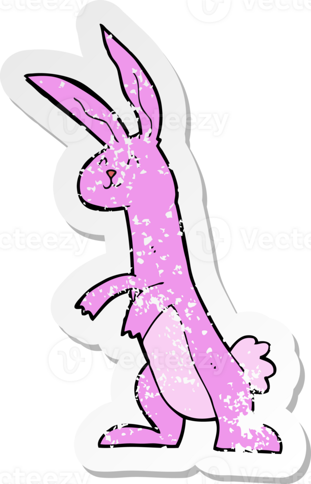 retro distressed sticker of a cartoon rabbit png
