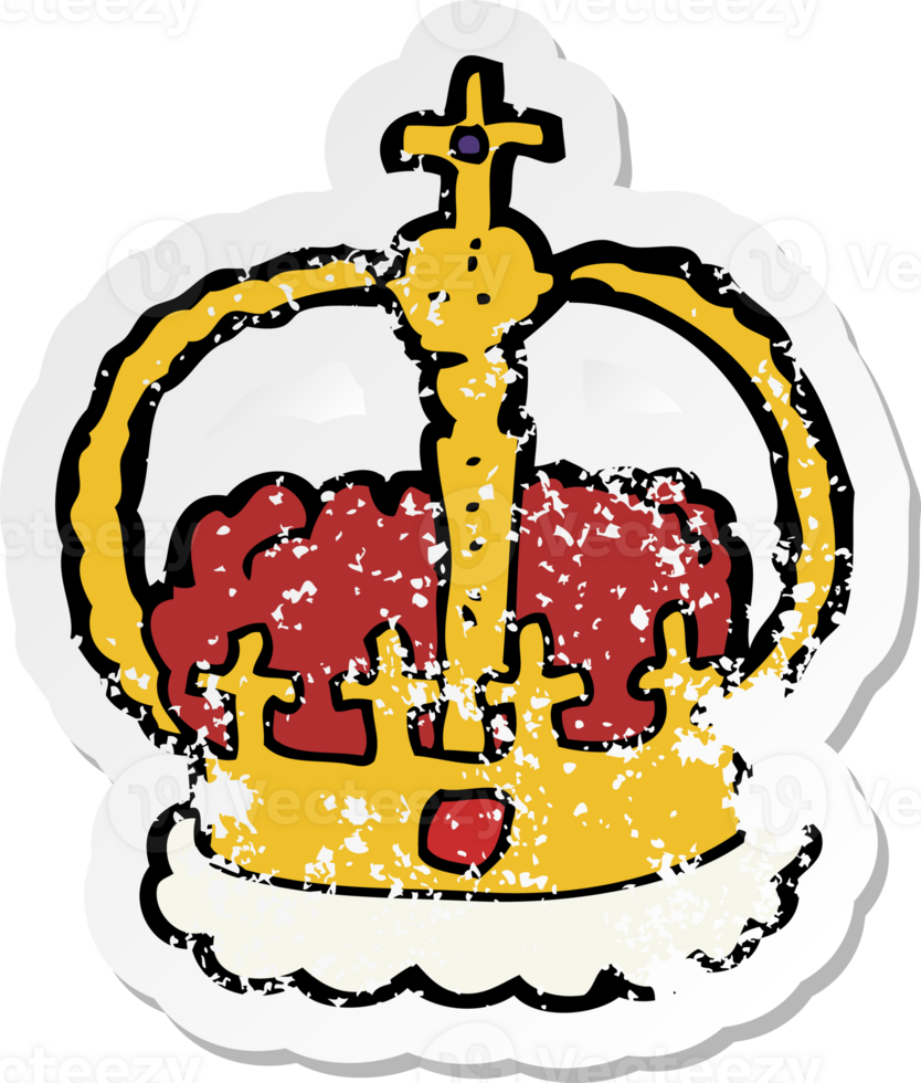 retro distressed sticker of a cartoon crown png