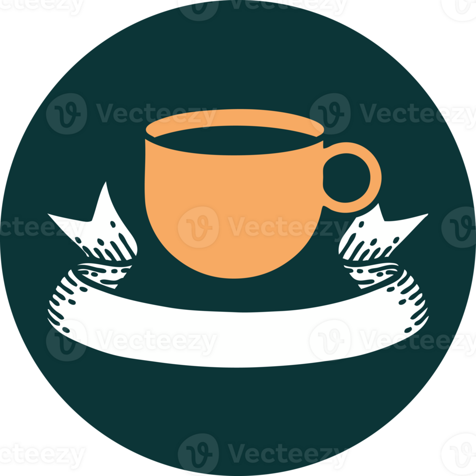 icon with banner of cup of coffee png