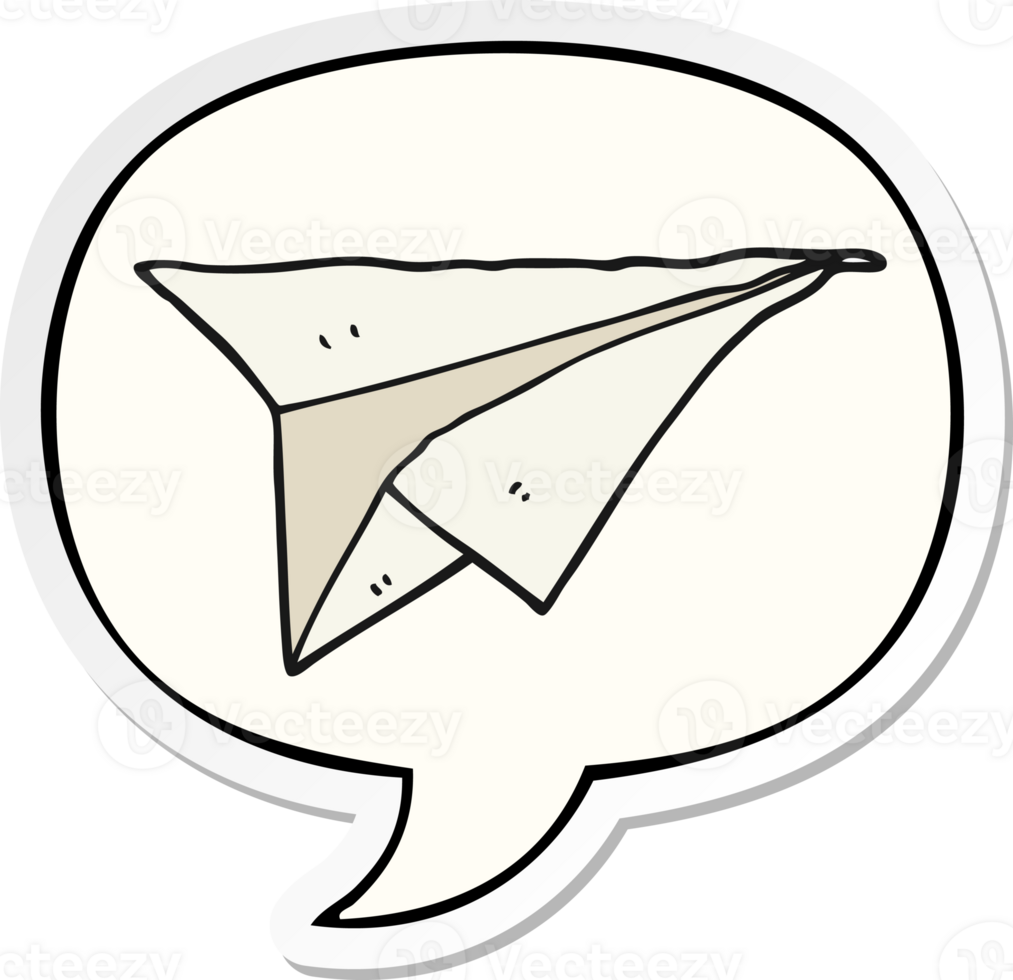 cartoon paper airplane and speech bubble sticker png