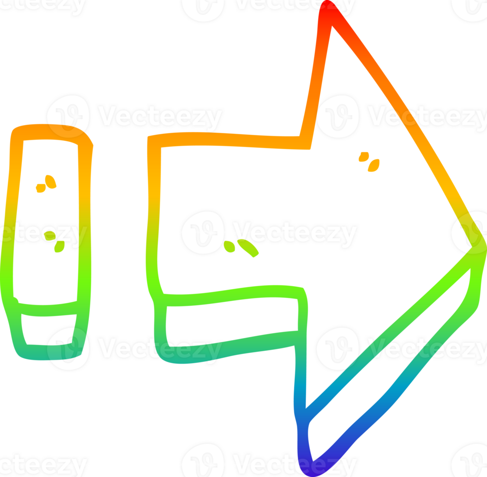 rainbow gradient line drawing cartoon pointing arrow png