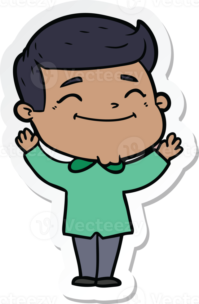sticker of a happy cartoon man png
