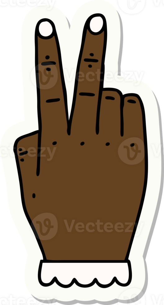 hand raising two fingers gesture sticker png