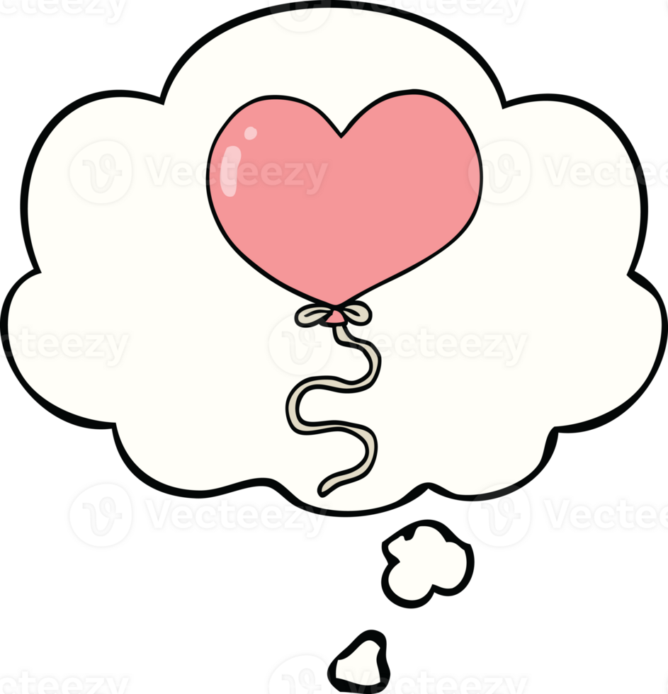 cartoon love heart balloon and thought bubble png