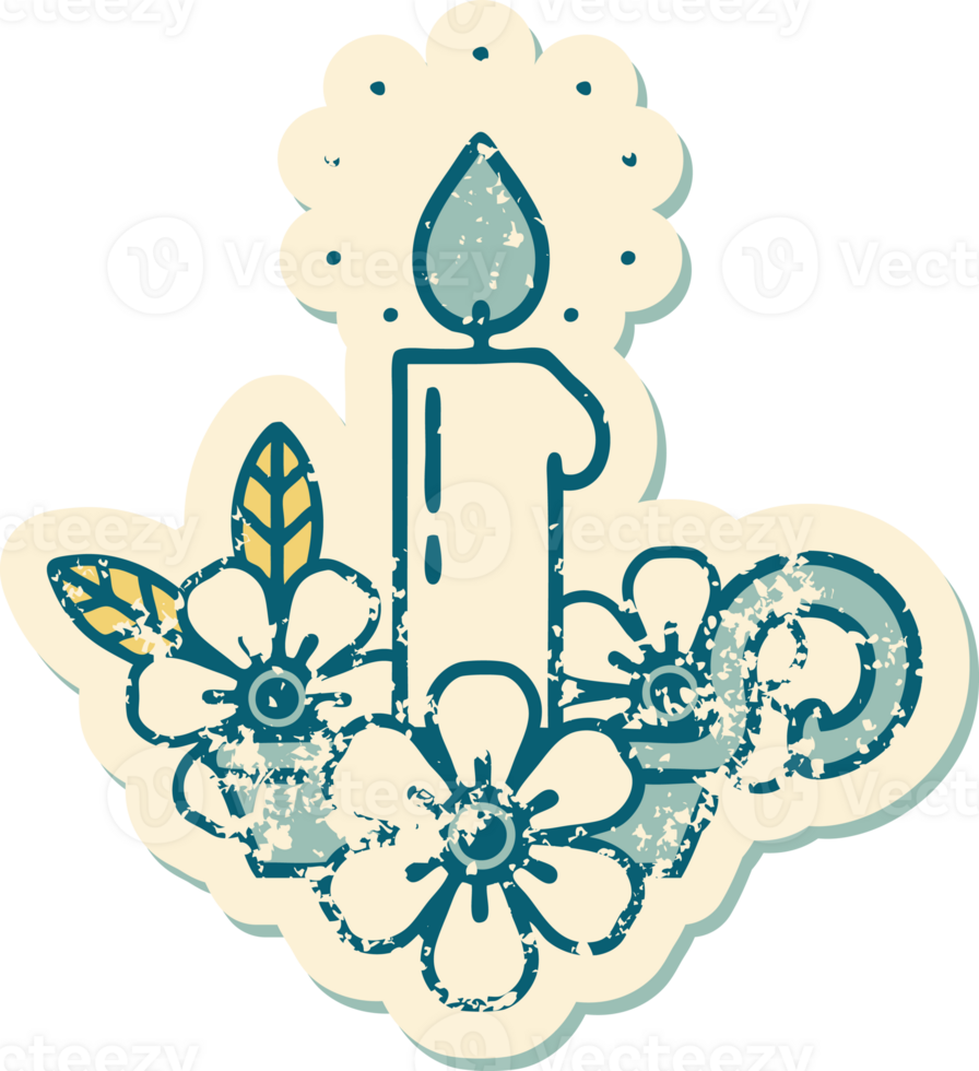 distressed sticker tattoo style icon of a candle holder png