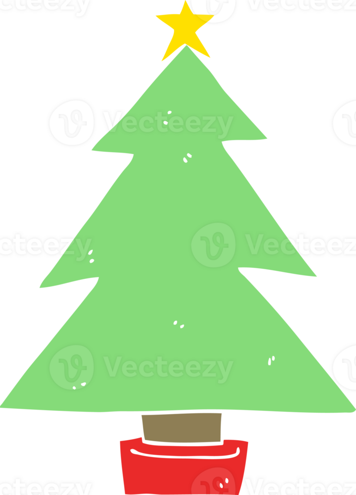 platt Färg stil tecknad serie jul träd png