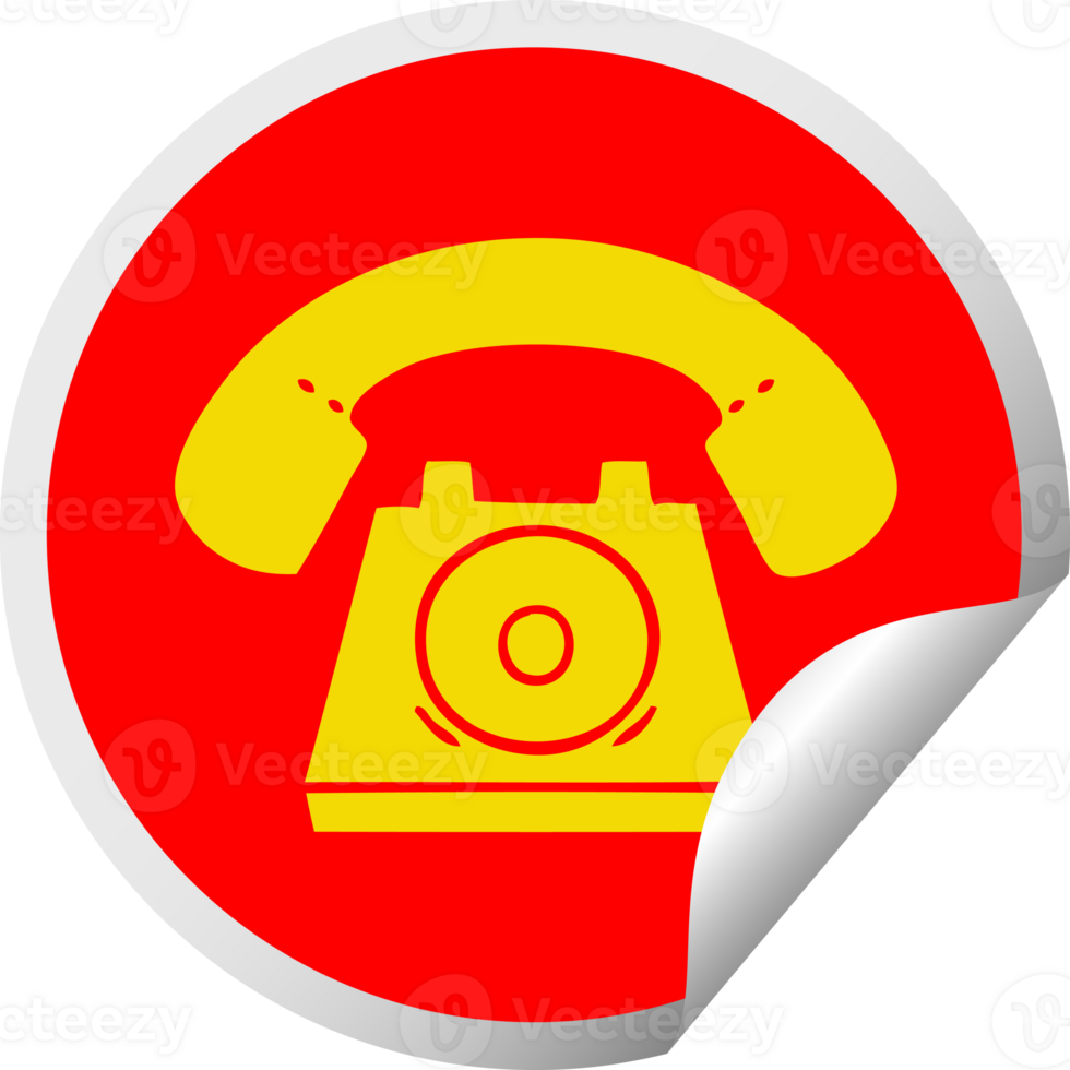 circular peeling sticker cartoon old telephone png
