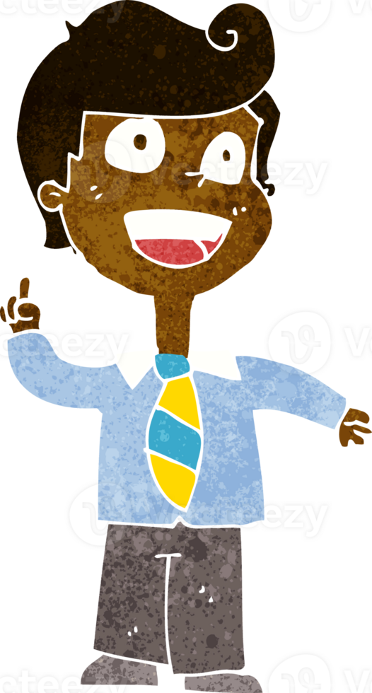 cartoon school boy raising hand png