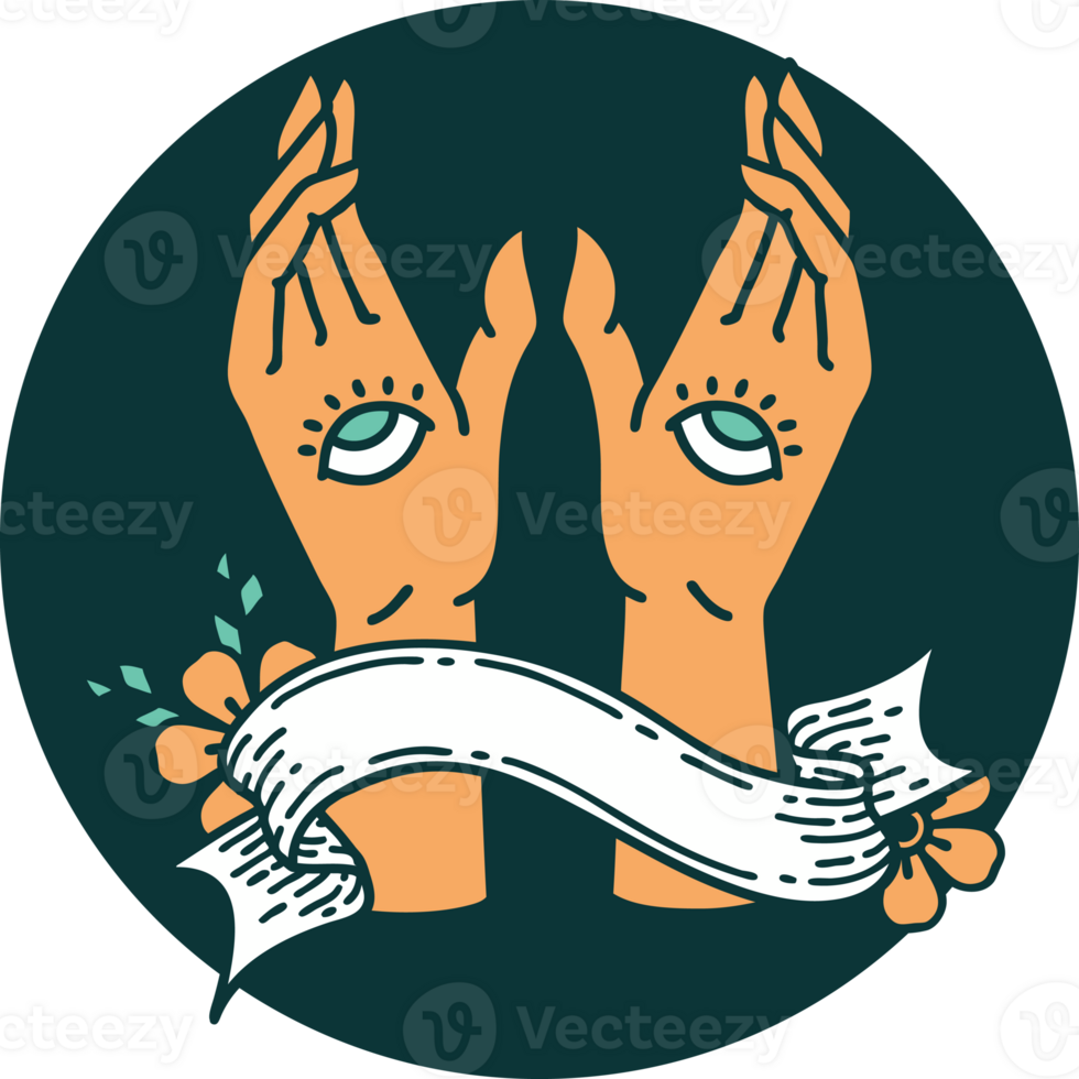 icon with banner of mystic hands png