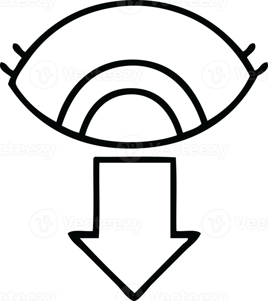 disegno a tratteggio cartone animato occhio rivolto verso il basso png