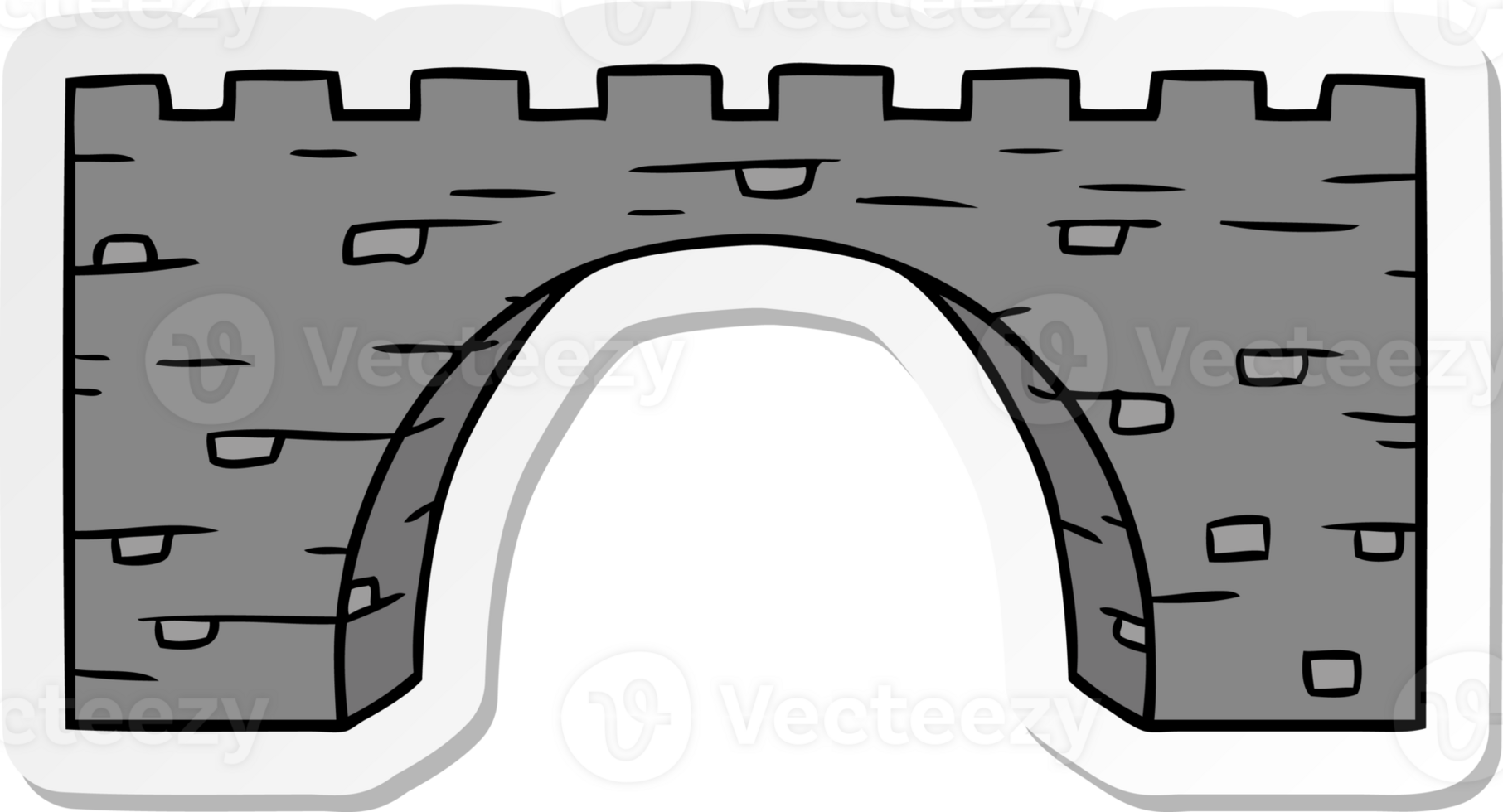 sticker cartoon doodle of a stone bridge png