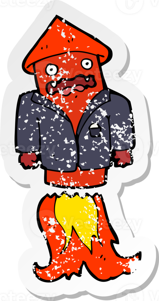 retro distressed sticker of a cartoon firework in business suit png