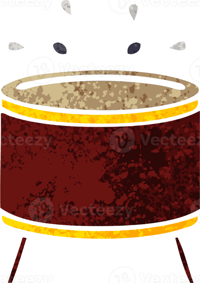 retro illustration style cartoon drum png