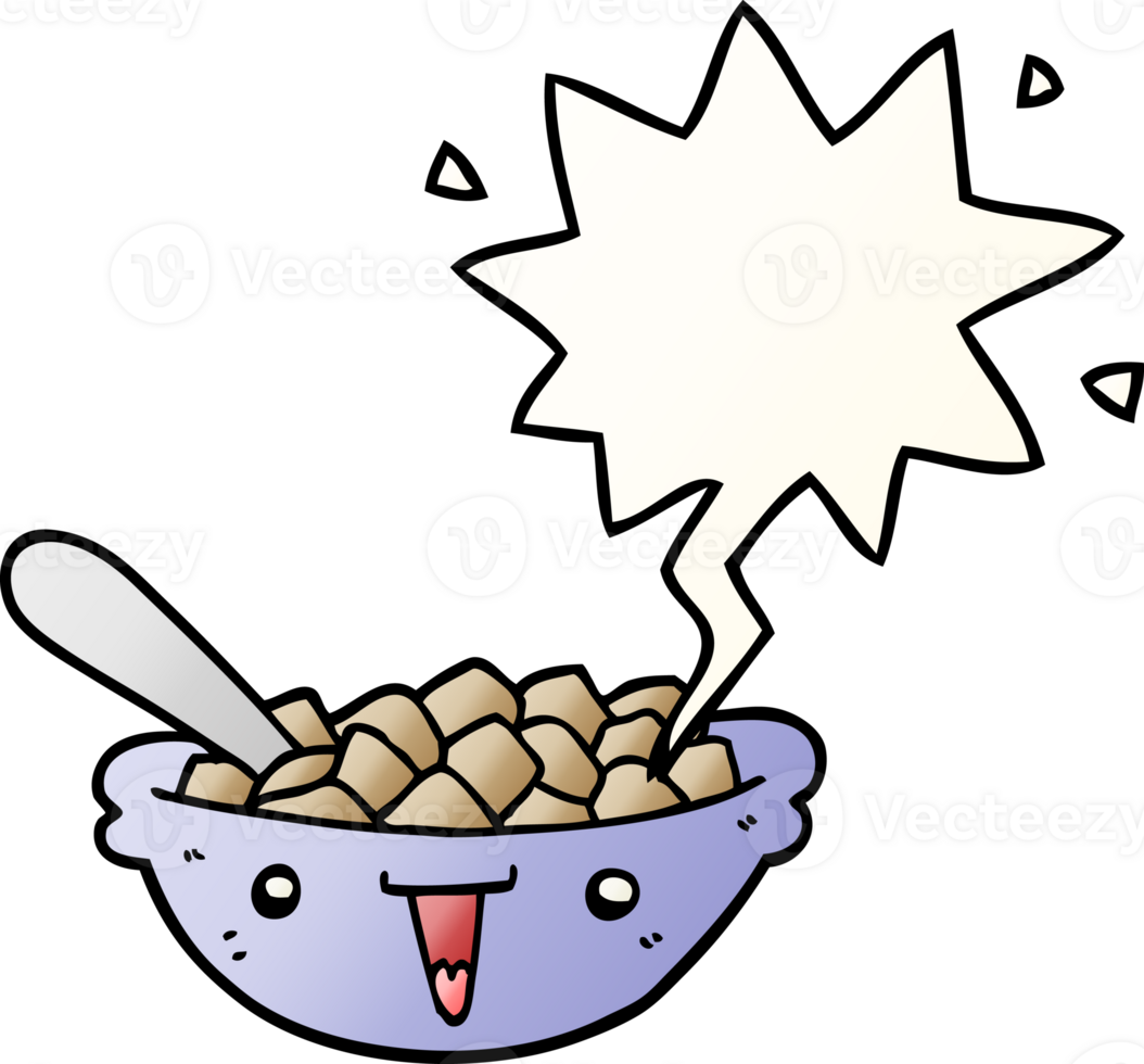 cute cartoon bowl of cereal and speech bubble in smooth gradient style png